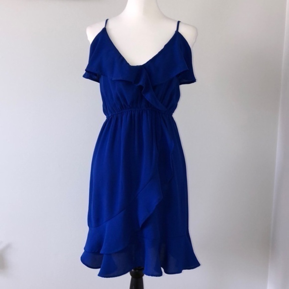 Japna Royal Blue Ruffle Mini Dress